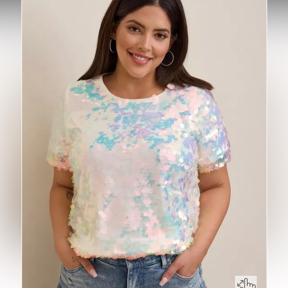 torrid Tops - Torrid Abbey Sequin Top Iridescent White Size 4